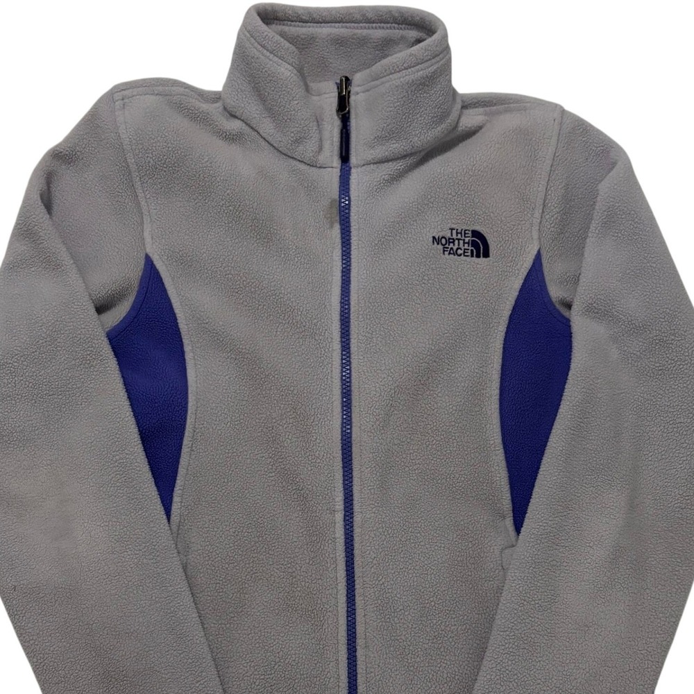 The North‎ Face Womens Full Zip Fleece Jacket Grey Purple Mock Neck NJ983488
